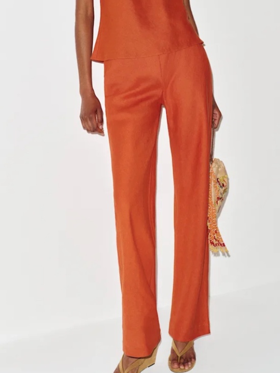 Reformation Pants - NWT Reformation Gale Linen Mid Rise Pant. Color Chili Mango. Size M